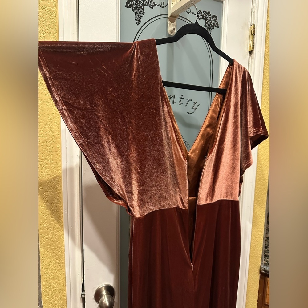 Revelry gween velvet terracotta Rust Maxi Dress size 10 - Picture 8 of 14